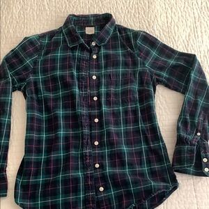 Plaid button Shirt - Green and Blue